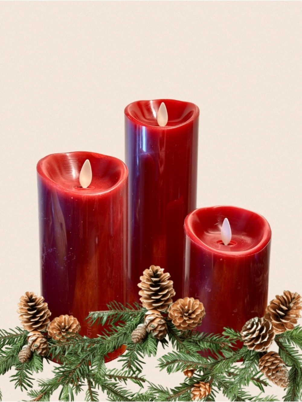 Luminara Flameless Pillar Candles Set of 3 - 5” 7” & 9” x 3” Round - Picture 7 of 13